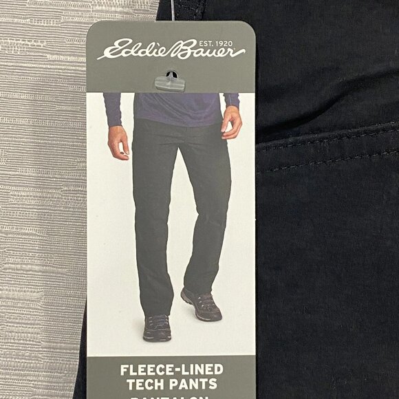 Eddie Bauer Fleece Lined Tech Pants Mens 40 x 30 Black Water Repellent Insulated - Picture 7 of 14